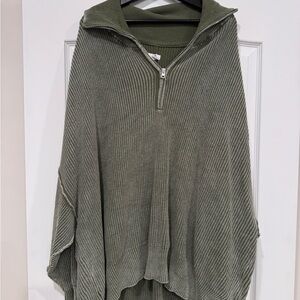 Aerie Beyond Quarter Zip Sweater GreenXXL